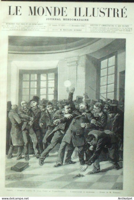 Le Monde illustré 1887 n°1603 Philippe Rousseau Jules Ferry Boucicaut obsèques