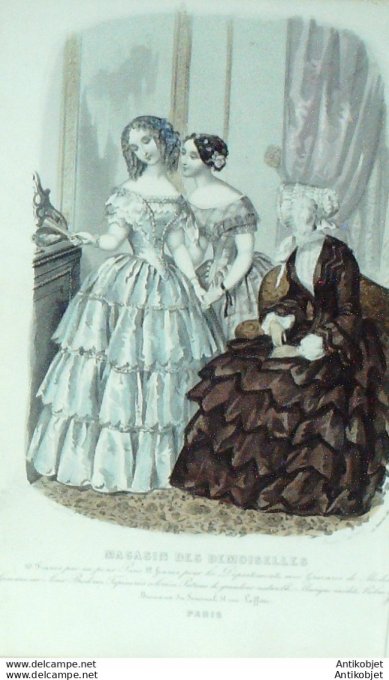 Gravure de mode Magasin des demoiselles 1851 n° 1