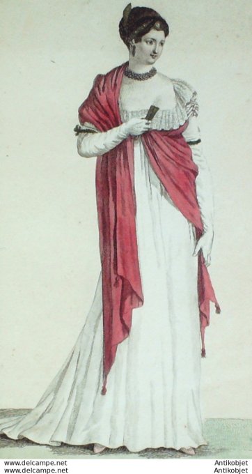 Gravure de mode Costume Parisien 1804 n° 578 (An 12) Coiffure de grande parure