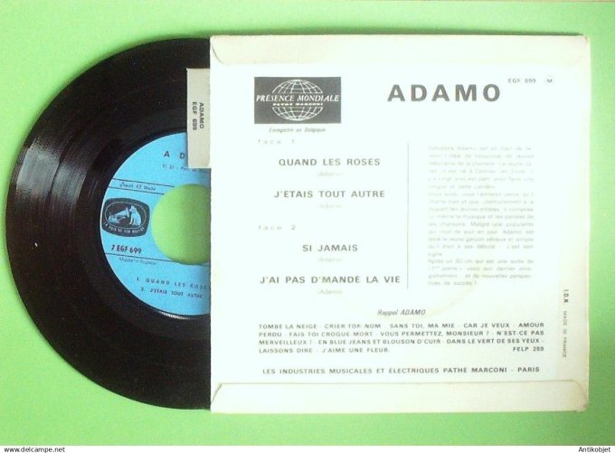 Adamo Salvatore 45T EP Quand les roses (languette) 1964