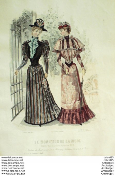 Gravure Mode Le Moniteur 1892 # 10 (Old Fashion plate)