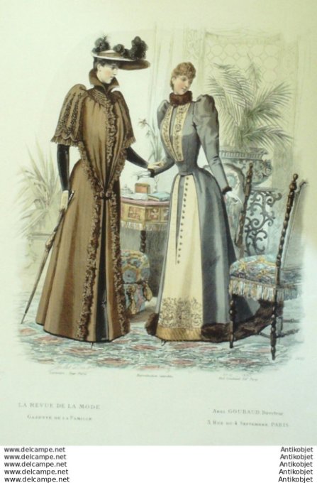 Gravure Mode La Gazette 1890 # 41 (Old Fashion plate)