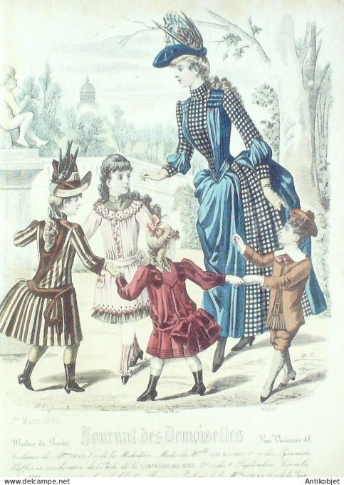 Gravure Mode J.Demoiselles 1888 # 4666b (Old Fashion plate)