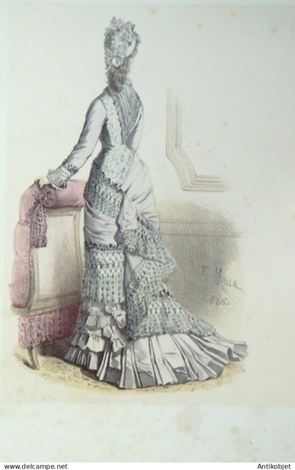 Gravure Mode Elegance Parisienne 1874 # 636 (Old Fashion plate)