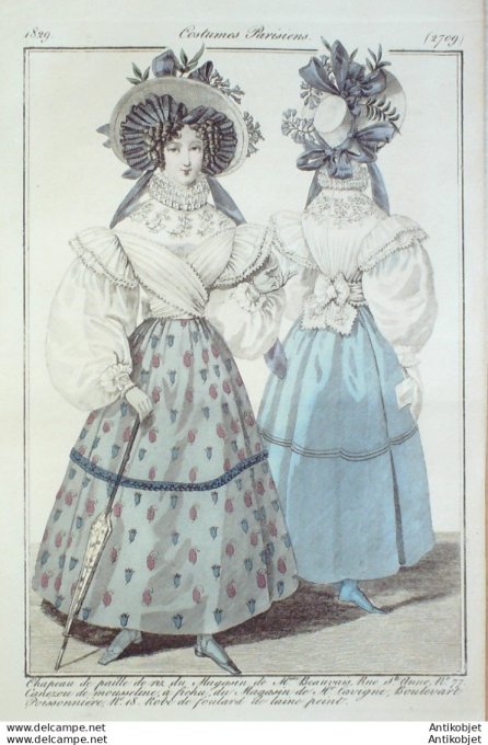 Les Modes parisiennes 1862 n°1023 Robes de chambre brodées garnies capeline