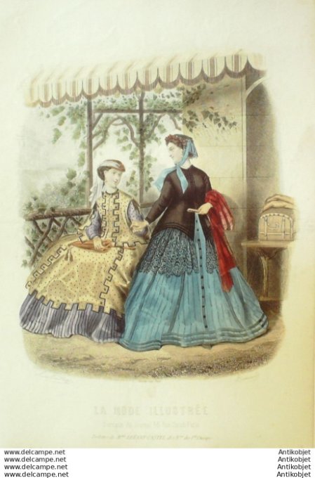 Gravure Mode illustree 1867 # 38 (Old Fashion plate)