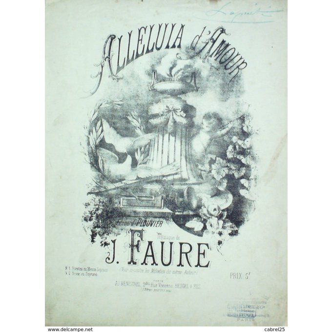 Faure Alleluia D'alour Piano 1900