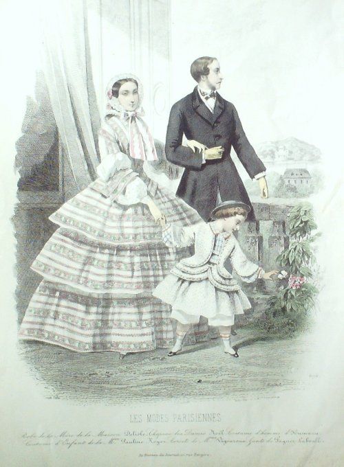 Gravure Les Modes Parisiennes 1852 # 696 Costume homme Maison Delisle