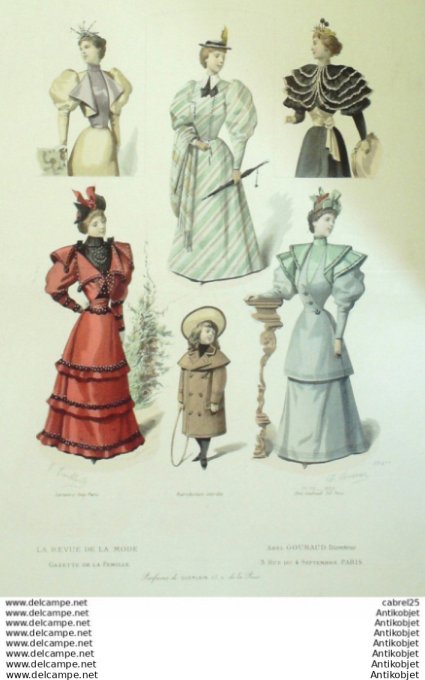 Gravure Mode La Gazette 1893 # 35 (Old Fashion plate)