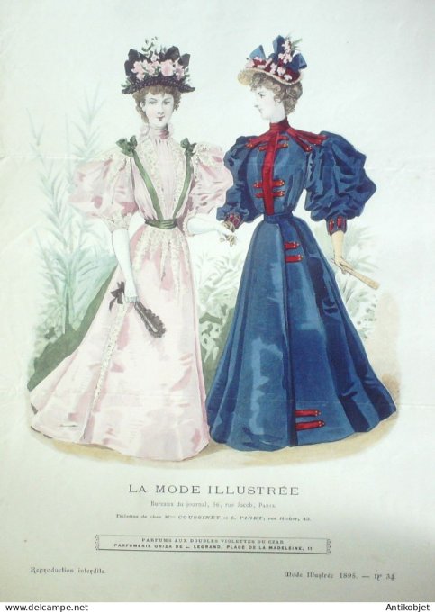 Gravure Mode illustree 1895 # 34 (Old Fashion plate) RARE