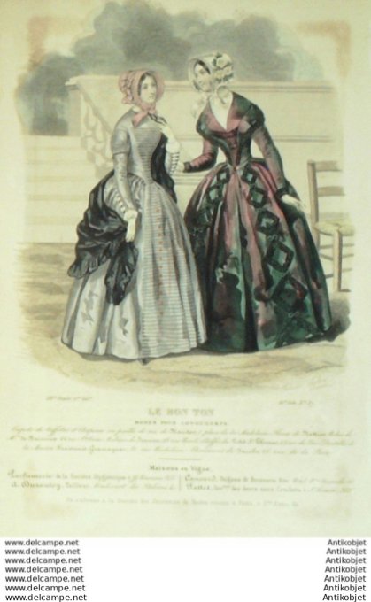 Gravure Mode Le Bon Ton 1847 14 # 37 (aquarelle old fashion plate)