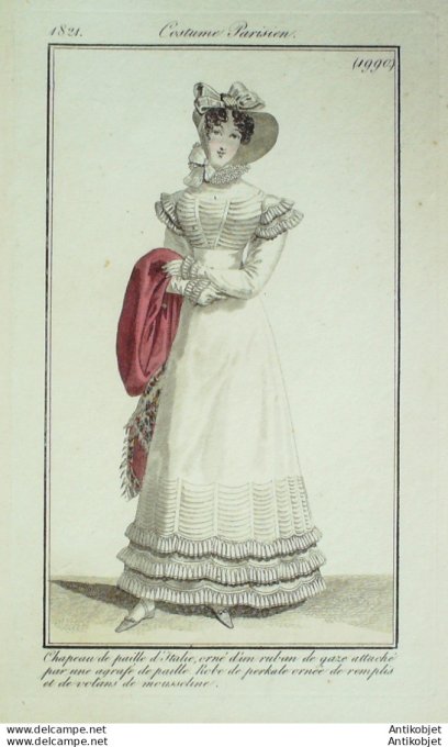 Costume Parisien 1821 # 1990 Robe perkale ornée de rempli