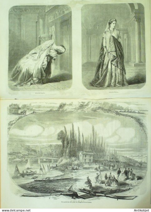 Le Monde illustré 1859 n° 84 Bougival Croissy (78) Windsor Eugénie Egypte Isthme Suez