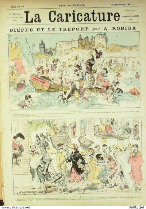 La Caricature 1881 #  88 Dieppe & Le Tréport Robida Barret Loys