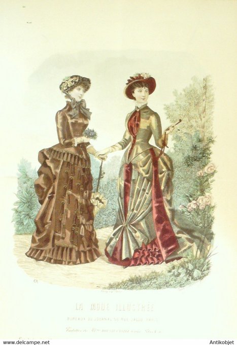 Gravure de mode La Mode illustrée 1883 n°19 (Maison Fladry-Coussinet)