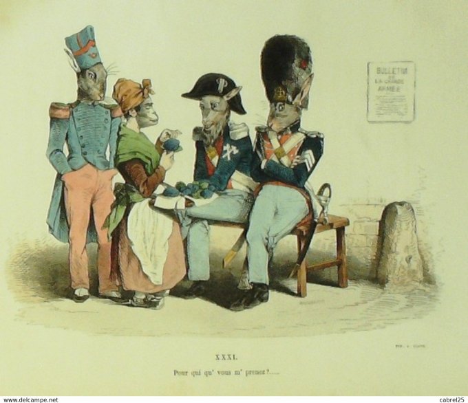 Grandville "Les Métamorphoses du jour" XXXIB Bouc Signe Lapin Mouton 1847