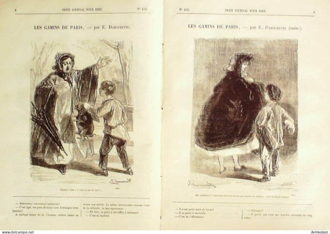 Petit journal pour Rire 1863 # 435 Les Gamins de Paris Damourette