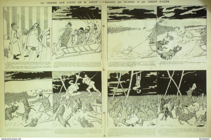 La Caricature 1884 #227 Colonel Ramollot en révision chasse aux loups Jacot Caran d'Ache