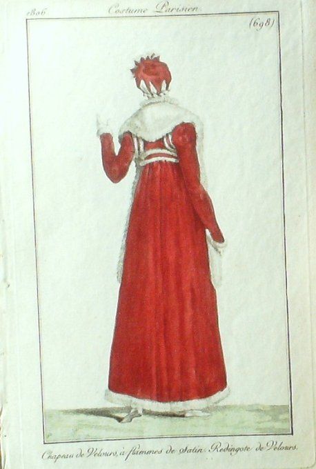 Gravure Mode Costume Parisien 1806 #  698 (eau forte old Fashion plate