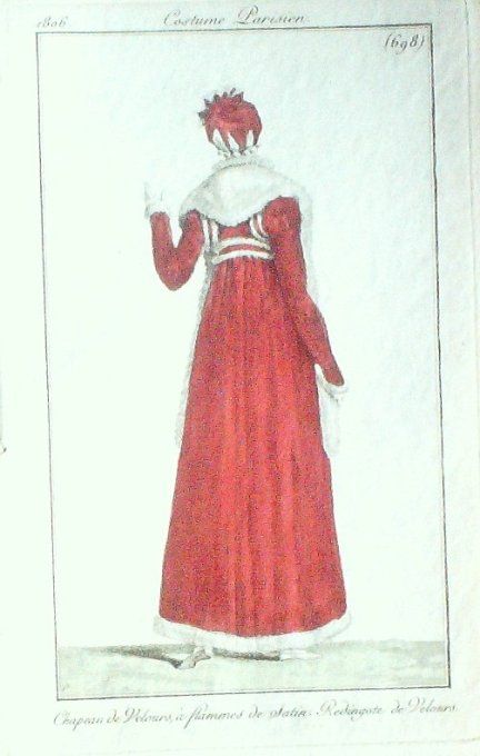 Gravure Mode Costume Parisien 1806 #  698 (eau forte old Fashion plate