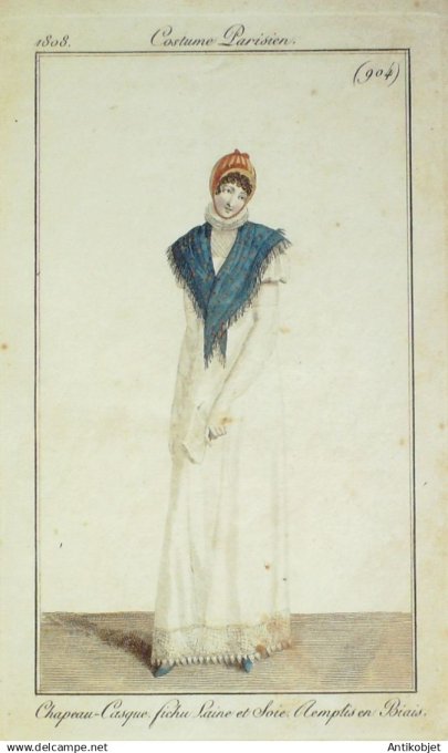Costume Parisien 1808 # 904 (eau forte) Fichu laine & soie