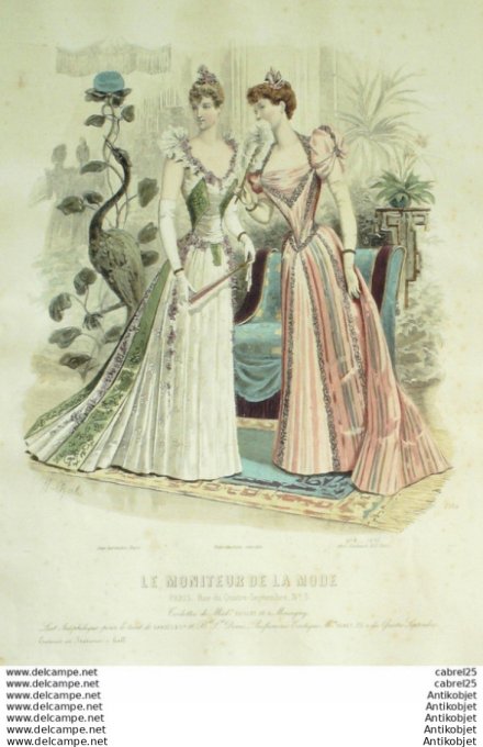 Gravure Mode Le Moniteur 1892 # 08 (Old Fashion plate)