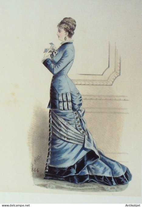Gravure Mode Elegance Parisienne 1879 # 844 (Old Fashion plate)
