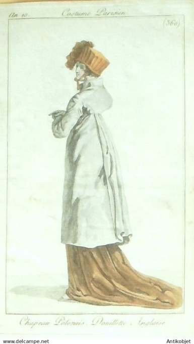 Costume Parisien 1802 an 10 # 360 (eau forte) Douillette Anglaise