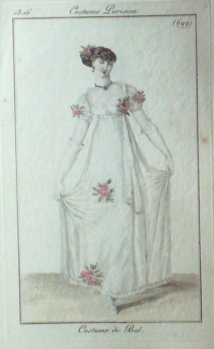 Gravure Mode Costume Parisien 1806 #  699 (eau forte old Fashion plate