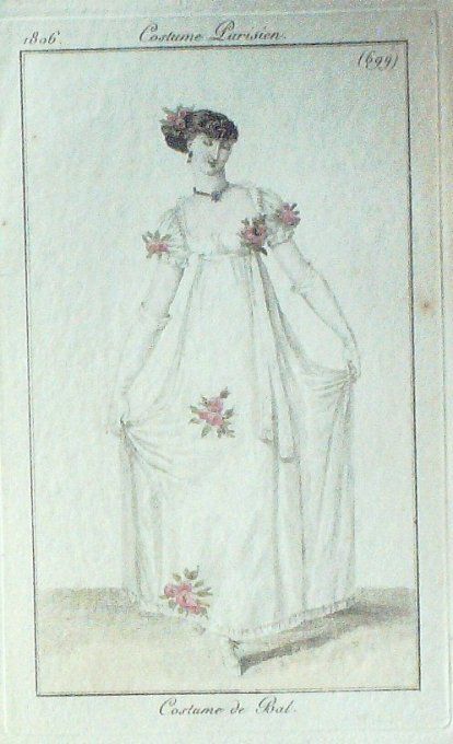 Gravure Mode Costume Parisien 1806 #  699 (eau forte old Fashion plate