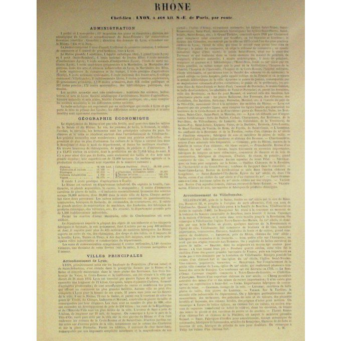 Carte Rhone (69) Lyon Graveur Lecoq Waltner Barbier 1868