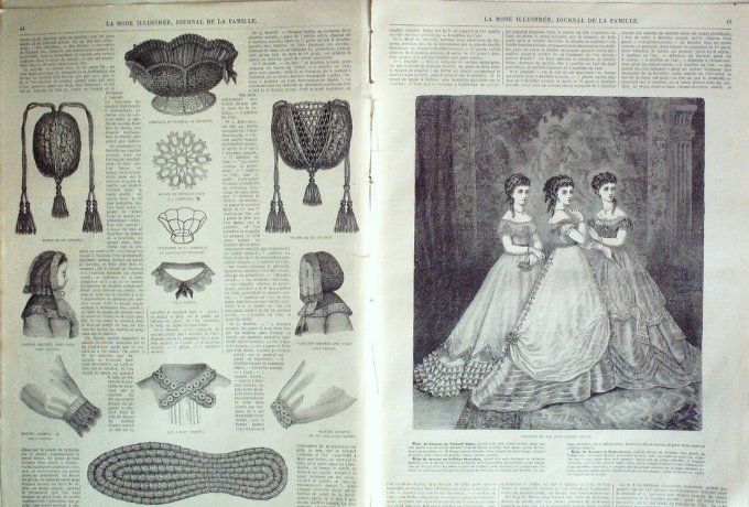 Journal Mode illustrée 1868 #  6 Coiffures 