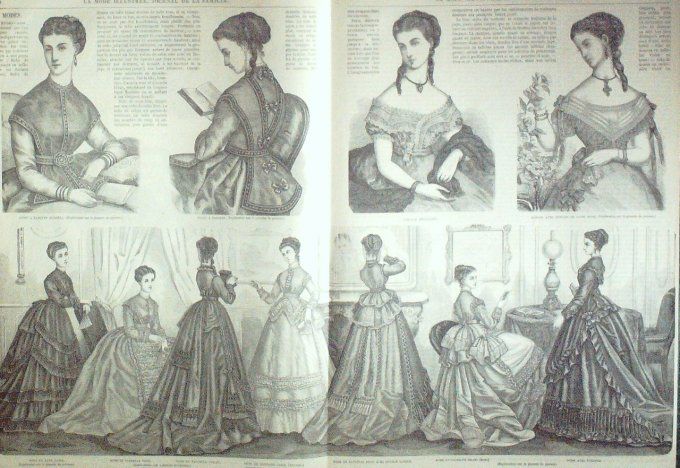 Journal Mode illustrée 1869 #  6 Costumes de patineurs d'hiver