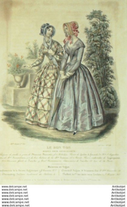 Gravure Mode Le Bon Ton 1847 14 # 38 (aquarelle old fashion plate)