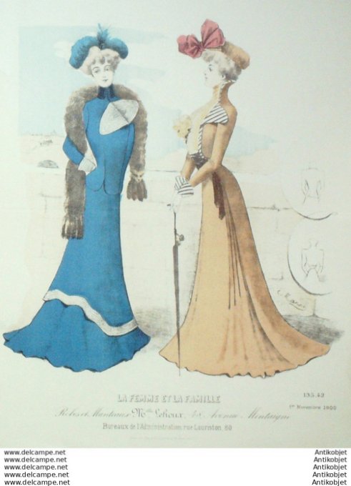 Gravure Mode La Femme & La Famille 1900 # 11 (Old Fashion plate)