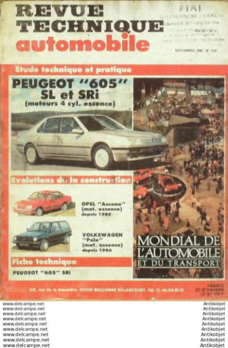R.T Automobile Peugeot 605 Opel Ascona Volkswagen Polo   # 519
