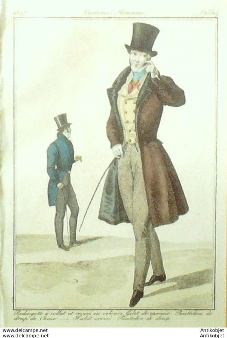 Gravure Mode Costume Parisien 1827 # 2551 (eau forte old Fashion plate