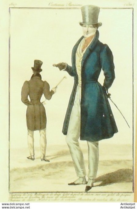 Costume Parisien 1827 # 2511 Redingote habit à collet homme