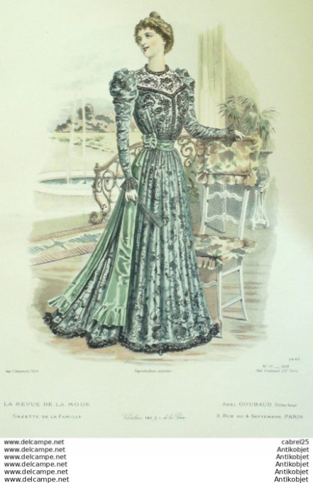 Gravure de mode La Gazette 1897 # 37 Maison Abel Goubaud