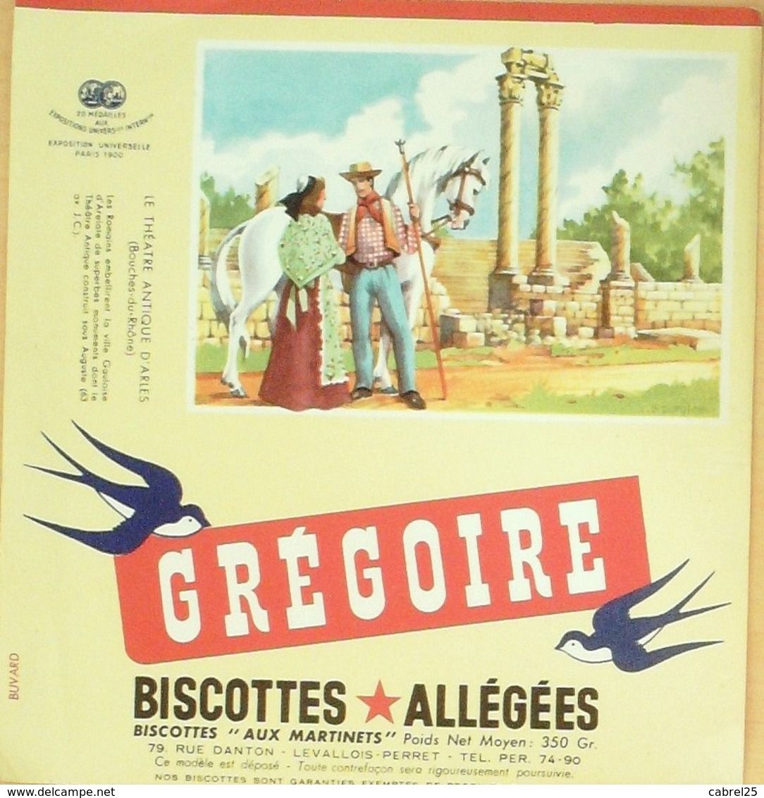 GRÉGOIRE Buvard publicitaire biscottes Allégées Levallois Perret /Protége Cahier 
