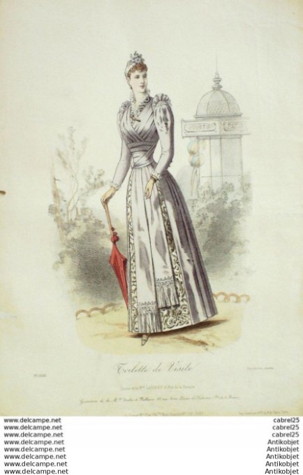Gravure Mode Le Coquet 1889 # 20 (Old Fashion plate)