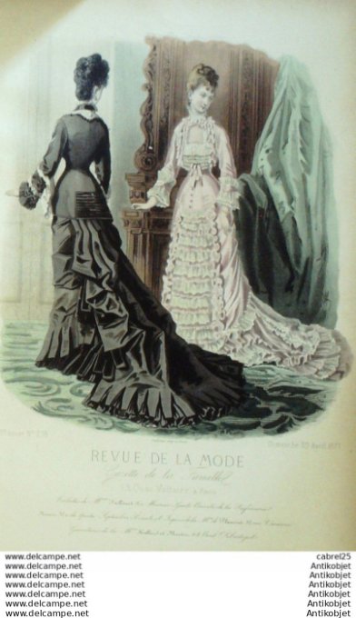 Gravure Mode La Gazette 1877 # 278 (Old Fashion plate)