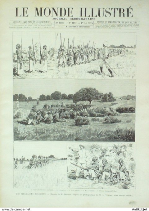 Le Monde illustré 1895 n°1992 Madagascar Maroway Majunga roi Sélim les Hovas