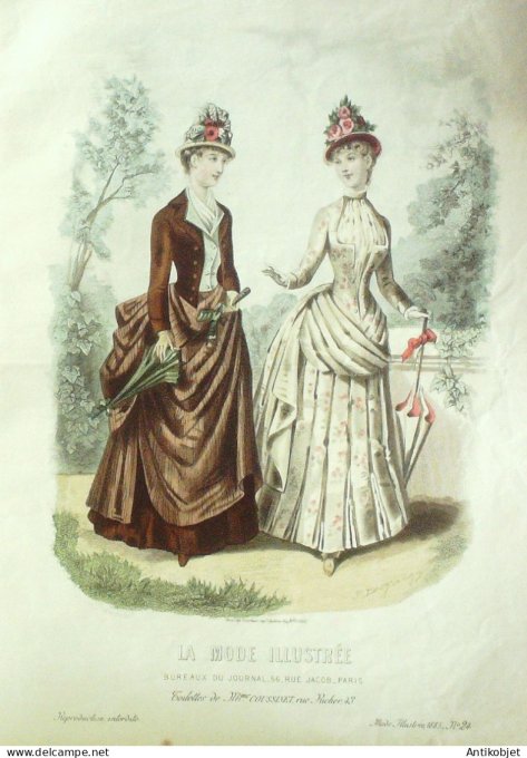 Gravure Mode illustree 1885 # 24 (Old Fashion plate)