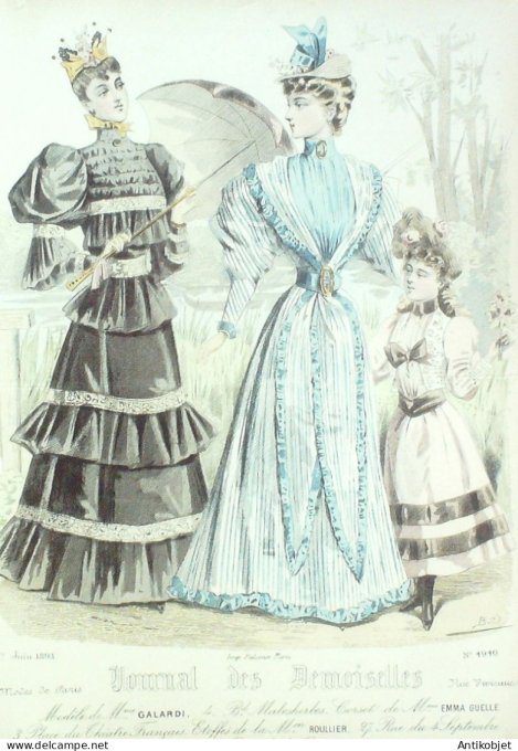 Gravure Mode J.Demoiselles 1893 # 4940 (Old Fashion plate)