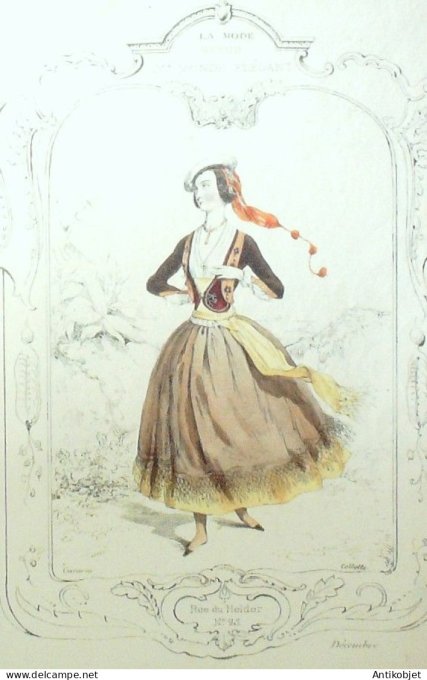 Gravure La mode 1835 # 484 (aquarelle old Fashion plate)