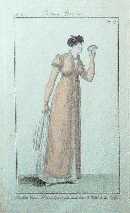 Gravure Mode Costume Parisien 1806 #  701 (eau forte old Fashion plate