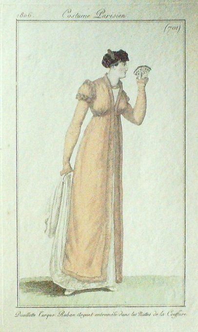 Gravure Mode Costume Parisien 1806 #  701 (eau forte old Fashion plate