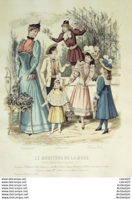 Gravure Mode Le Moniteur 1892 # 13 (Old Fashion plate)