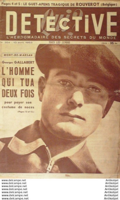 Détective 1953 # 354 Poitiers Mont-de-Marsan Gagny Marseille Aubagne